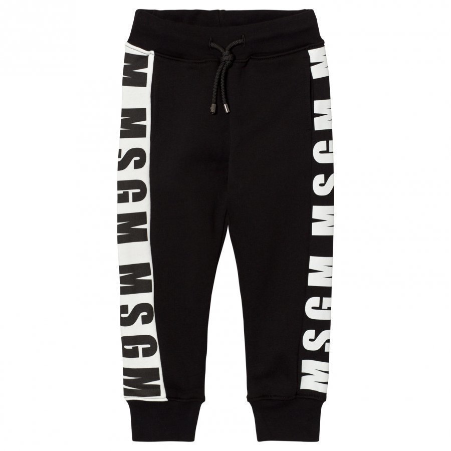 Msgm Black Logo Cuffed Sweatpants Verryttelyhousut