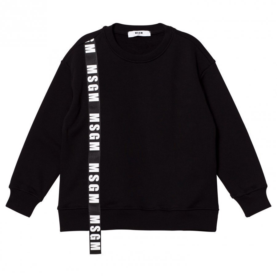 Msgm Black Logo Ribbon Sweatshirt Oloasun Paita