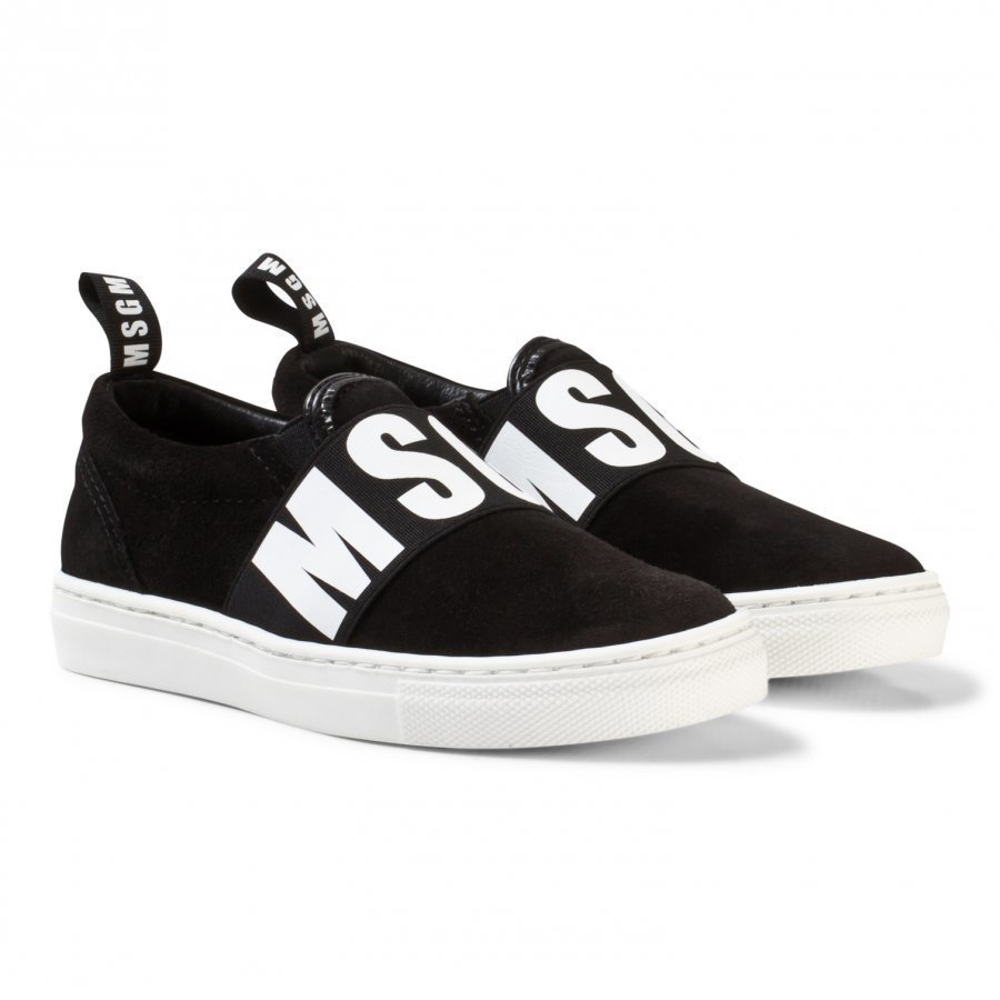 Msgm Black Logo Suede Slip Ons Slip On Kengät