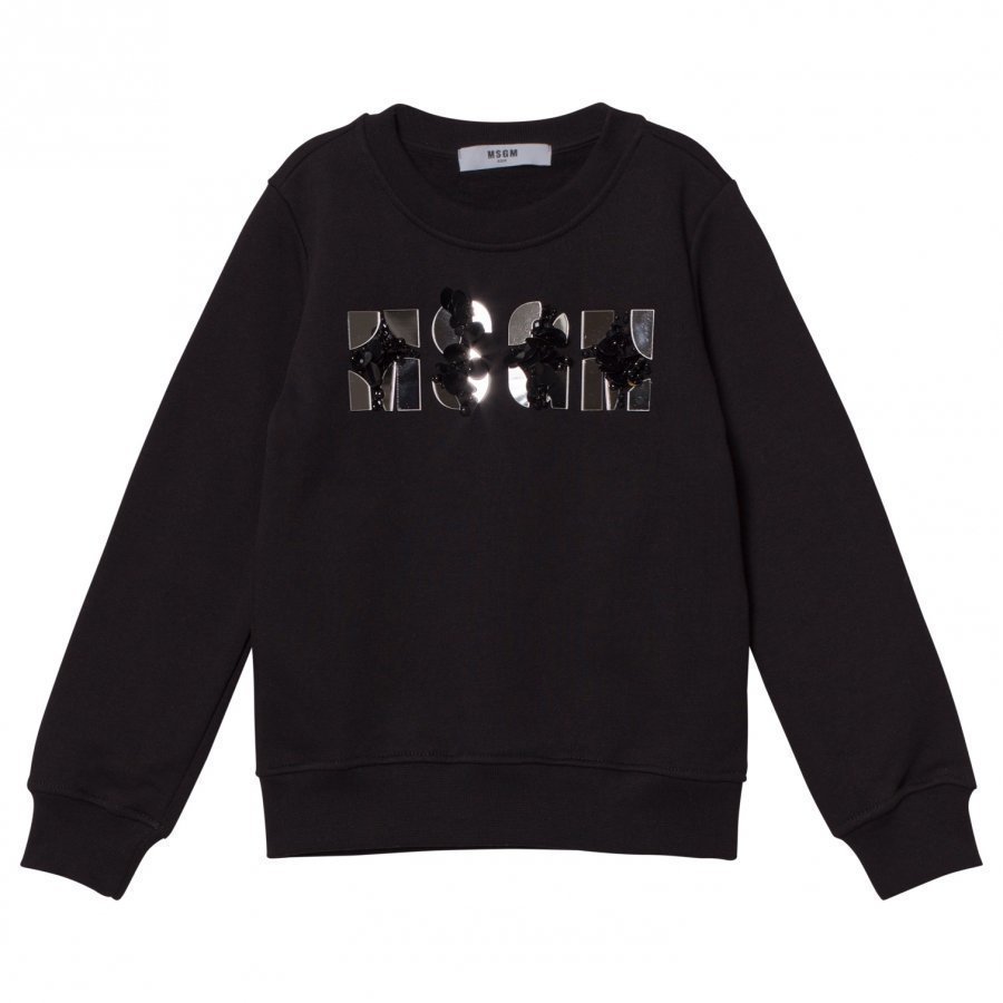 Msgm Black Mirror Bead Logo Sweatshirt Oloasun Paita