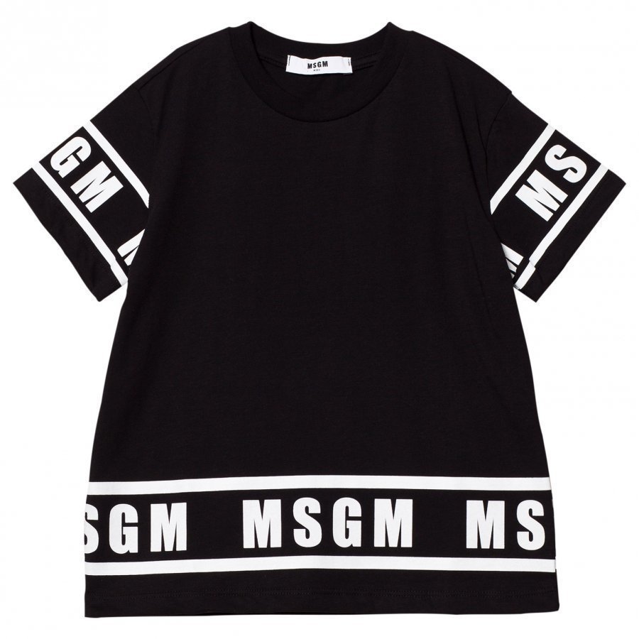 Msgm Black Sleeve Logo Tee T-Paita