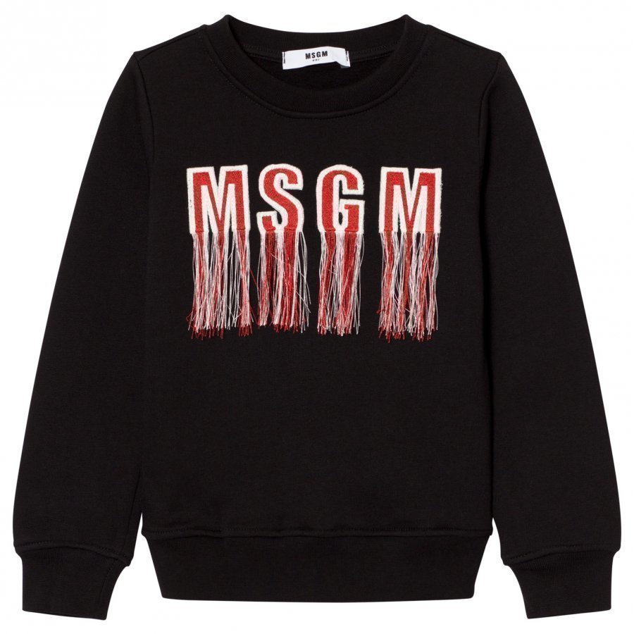 Msgm Black Tassled Logo Sweatshirt Oloasun Paita