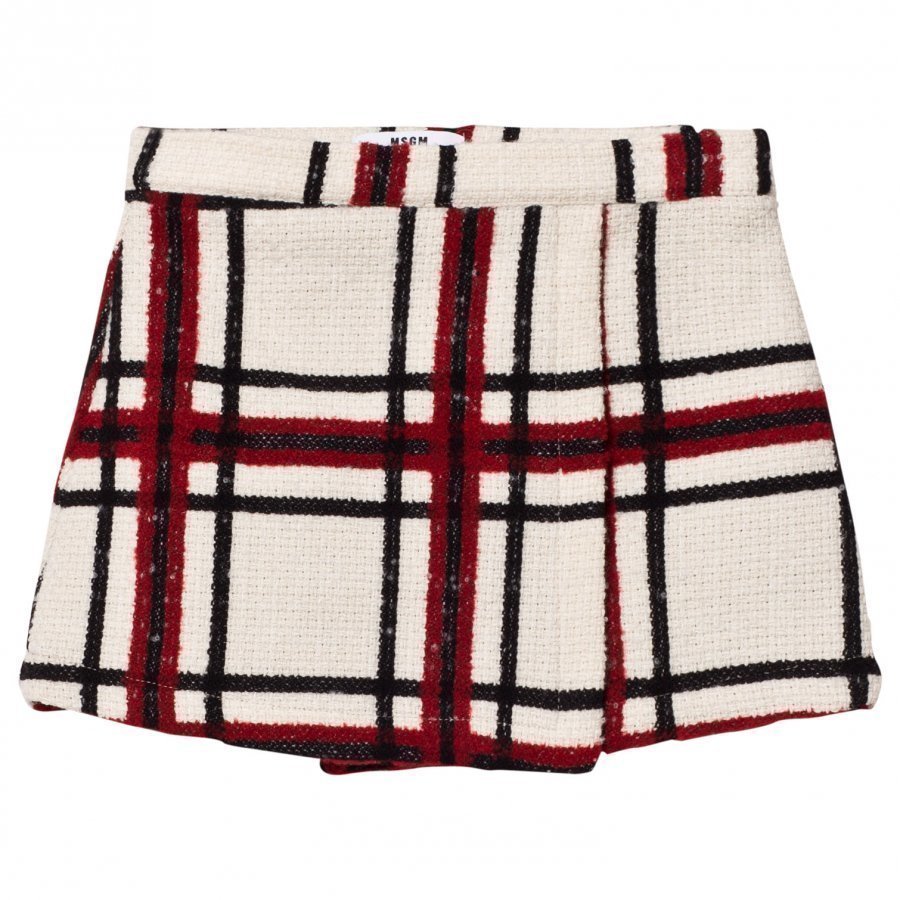 Msgm Cream Check Wool Skirt Lyhyt Hame