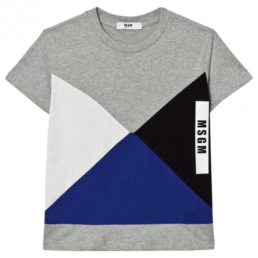 Msgm Grey Geometric Logo Tee T-Paita