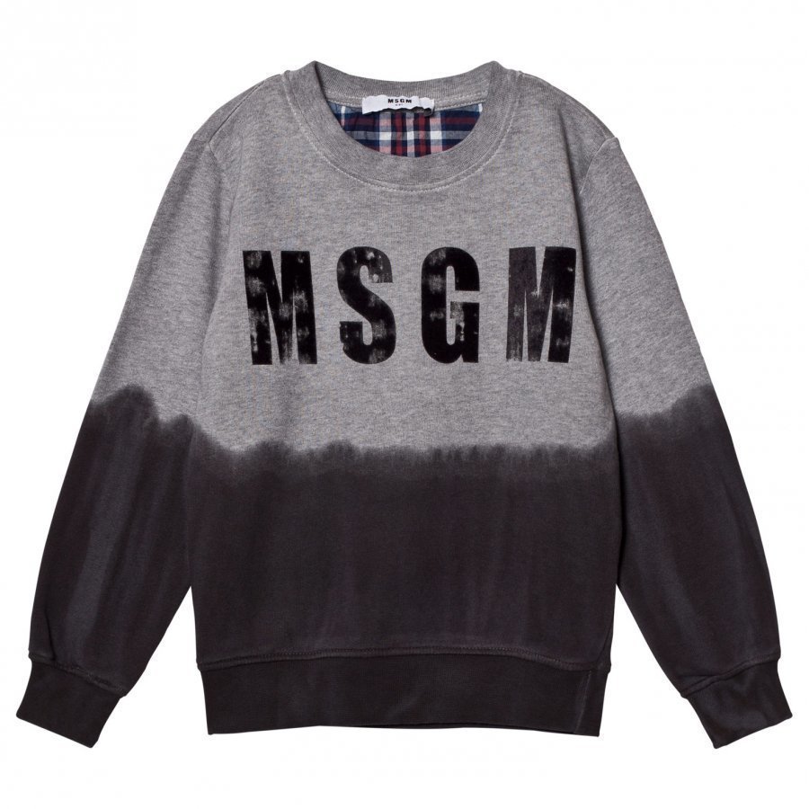 Msgm Grey Tie Dye Flock Logo Sweatshirt Oloasun Paita