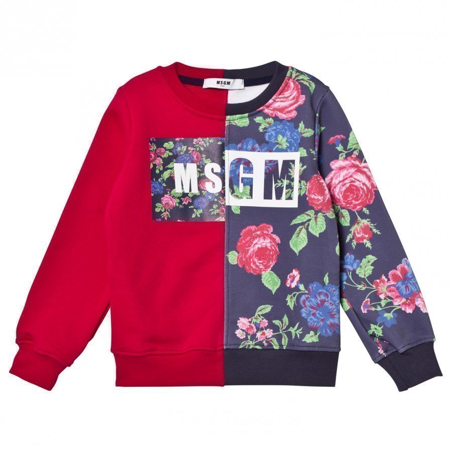 Msgm Pink Floral Logo Sweatshirt Oloasun Paita