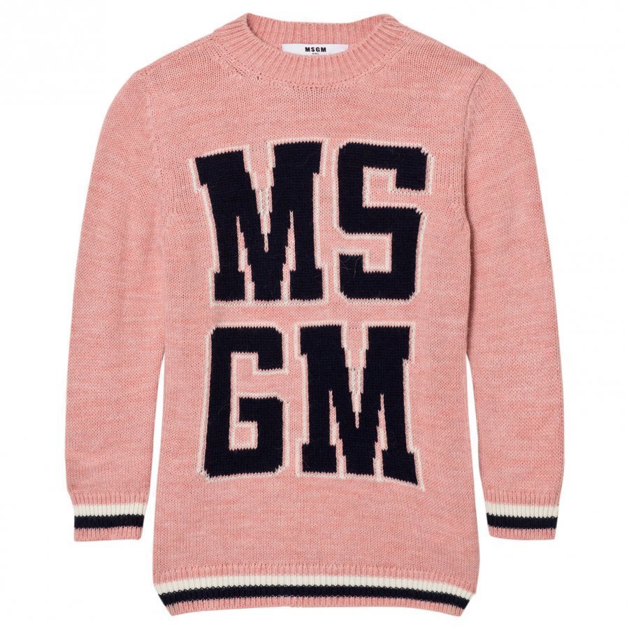 Msgm Pink Logo Knit Dress Mekko