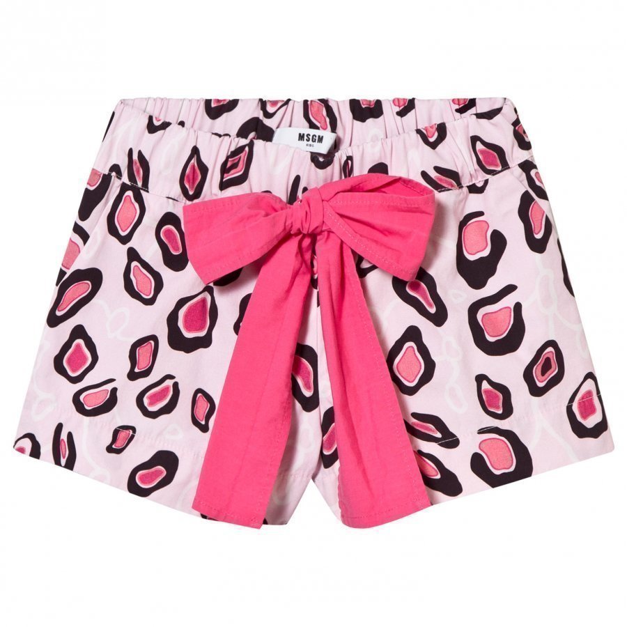 Msgm Pink Printed Shorts With Bow Tie Shortsit