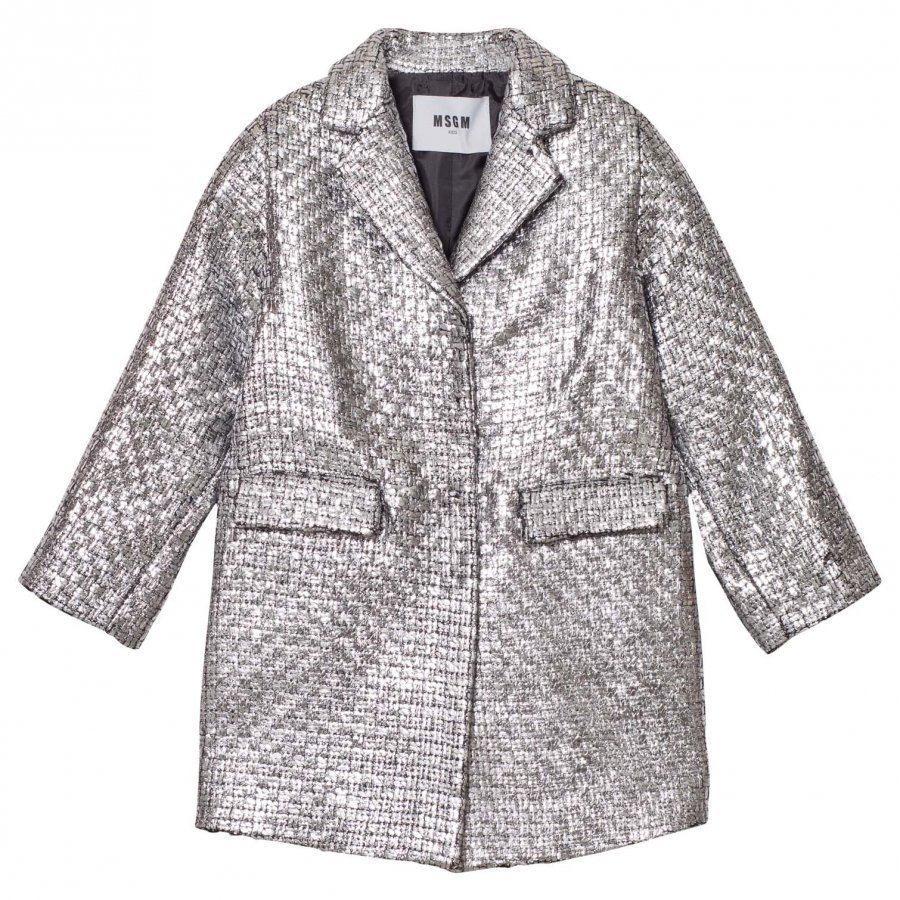 Msgm Silver Woven Coat Talvitakki