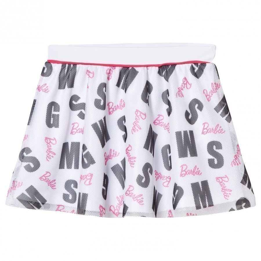 Msgm White Branded Mesh Skirt Lyhyt Hame