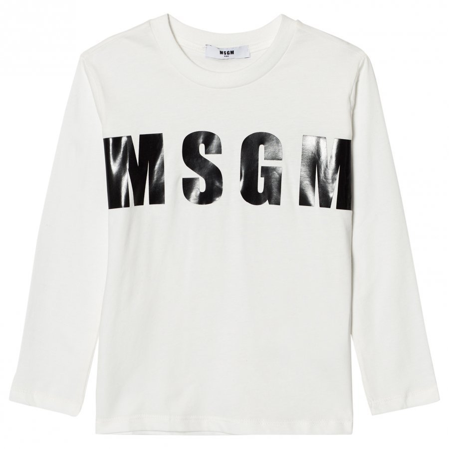 Msgm White Branded Tee T-Paita