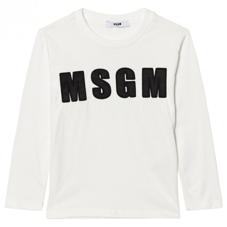 Msgm White Logo Long Sleeve Tee T-Paita