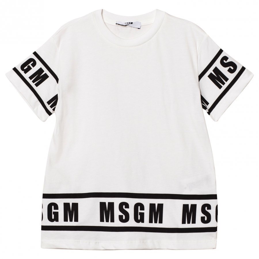 Msgm White Sleeve Logo Tee T-Paita