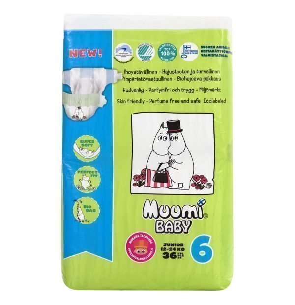 Muumi Baby Junior 6 12-24 Kg Teippivaippa 36 Kpl