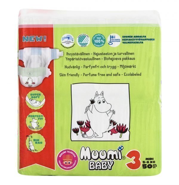 Muumi Baby Midi 3 5-8 Kg Teippivaippa 50 Kpl