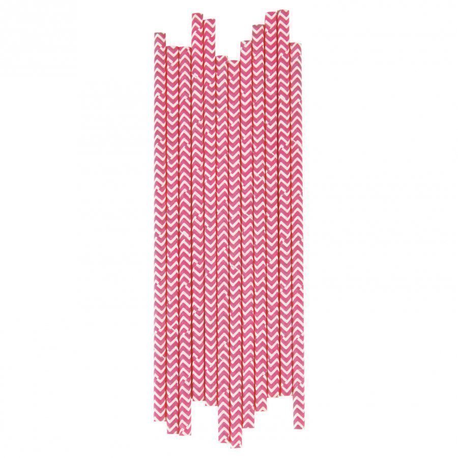 My Little Day 25 Paper Straws Bright Pink Chevrons Juhlatarvike