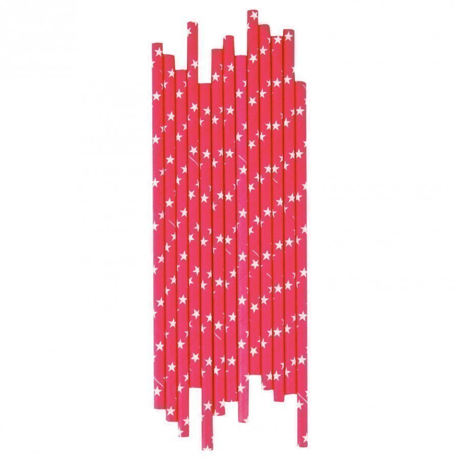 My Little Day 25 Paper Straws Bright Pink/White Stars Juhlatarvike