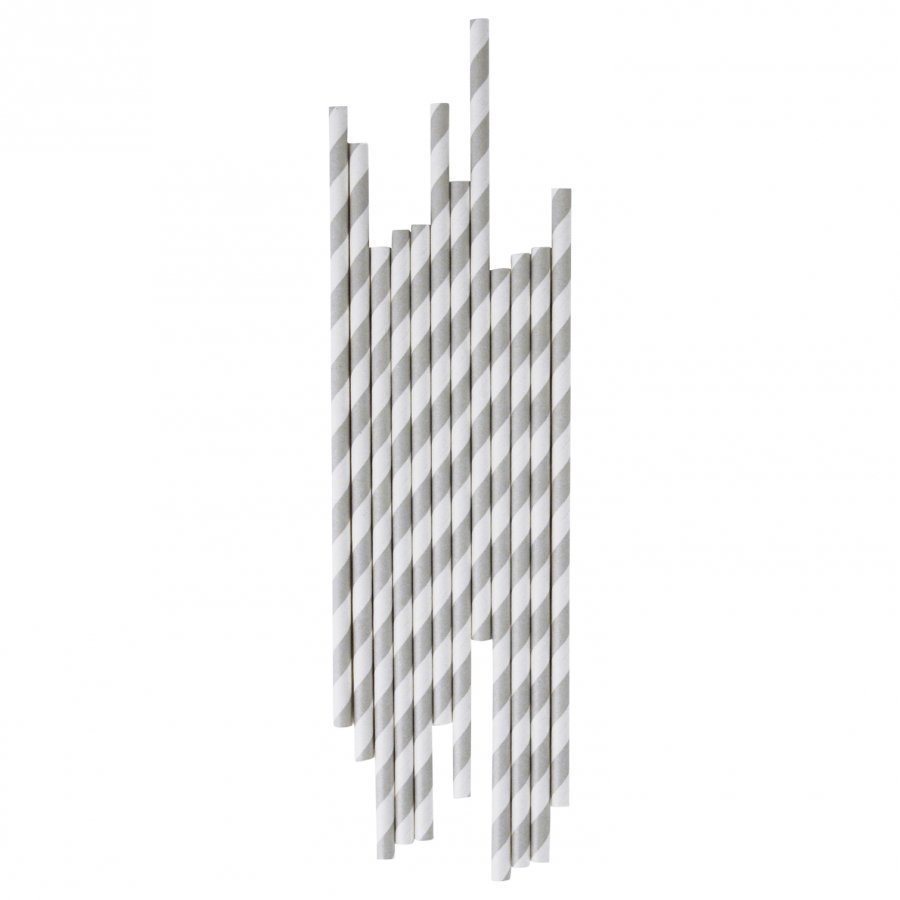 My Little Day 25 Paper Straws Grey Stripes Juhlatarvike