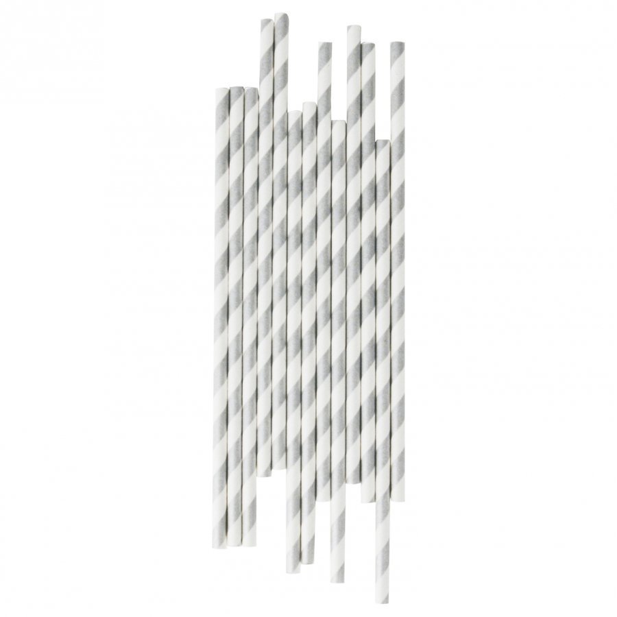 My Little Day 25 Paper Straws Silver Stripes Juhlatarvike