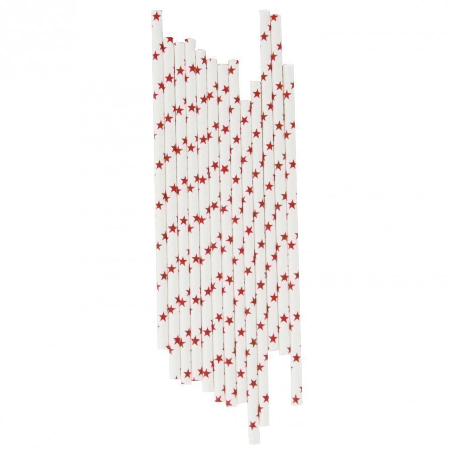 My Little Day 25 Paper Straws White/Red Stars Juhlatarvike