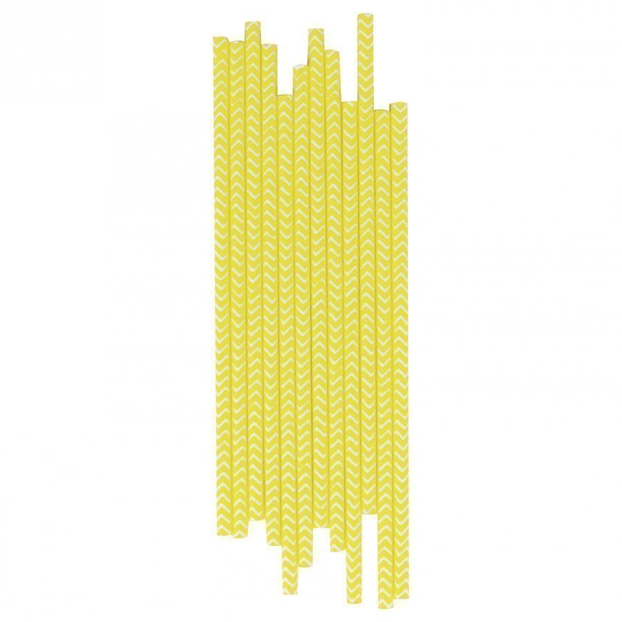 My Little Day 25 Paper Straws Yellow Chevrons Juhlatarvike