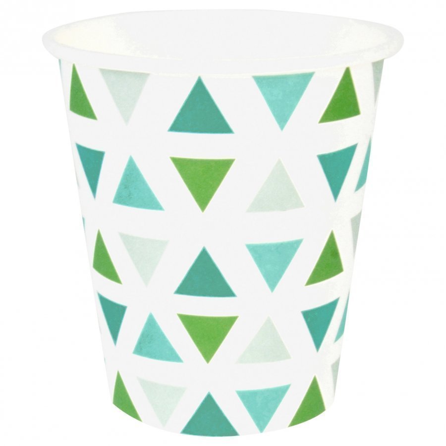 My Little Day 8 Paper Cups Green Triangles Juhlatarvike