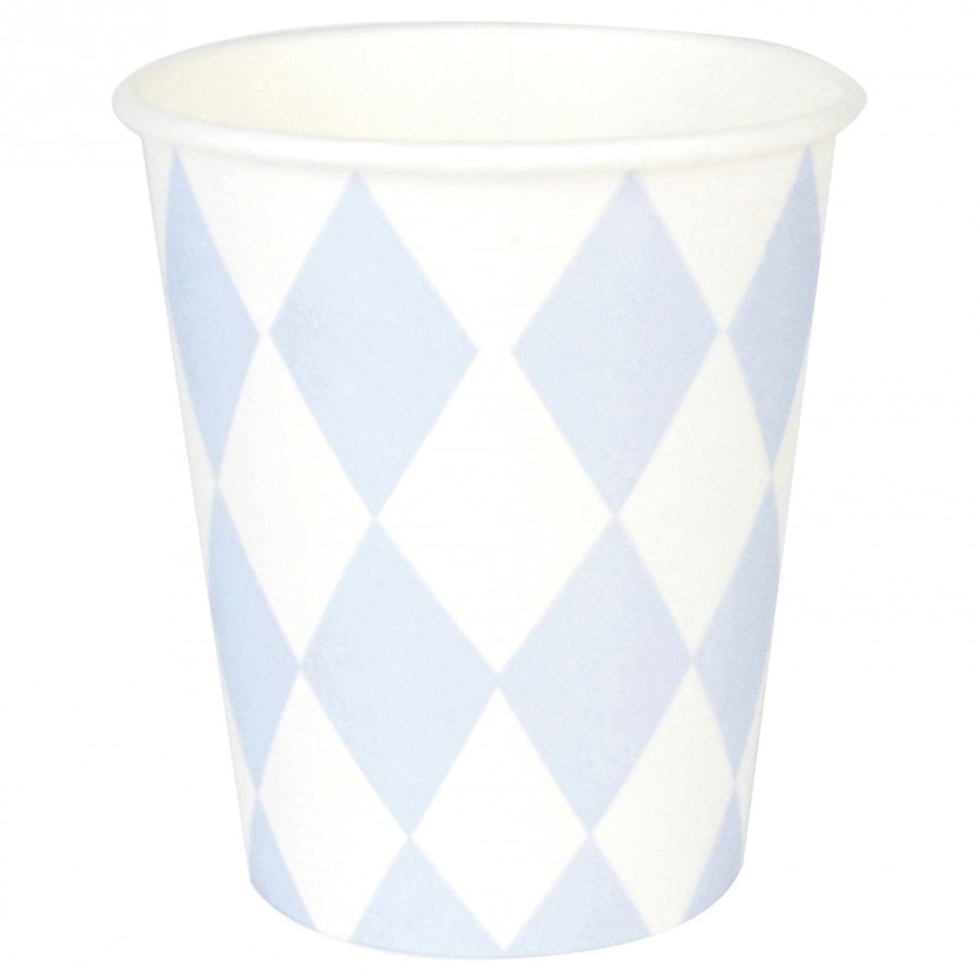 My Little Day 8 Paper Cups Light Blue Diamonds Juhlatarvike