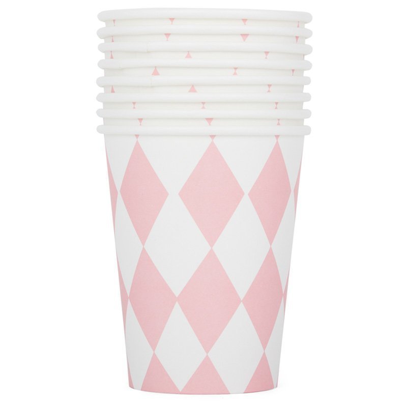 My Little Day 8 Paper Cups Light Pink Diamonds Juhlatarvike