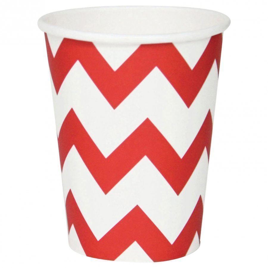 My Little Day 8 Paper Cups Red Chevrons Juhlatarvike