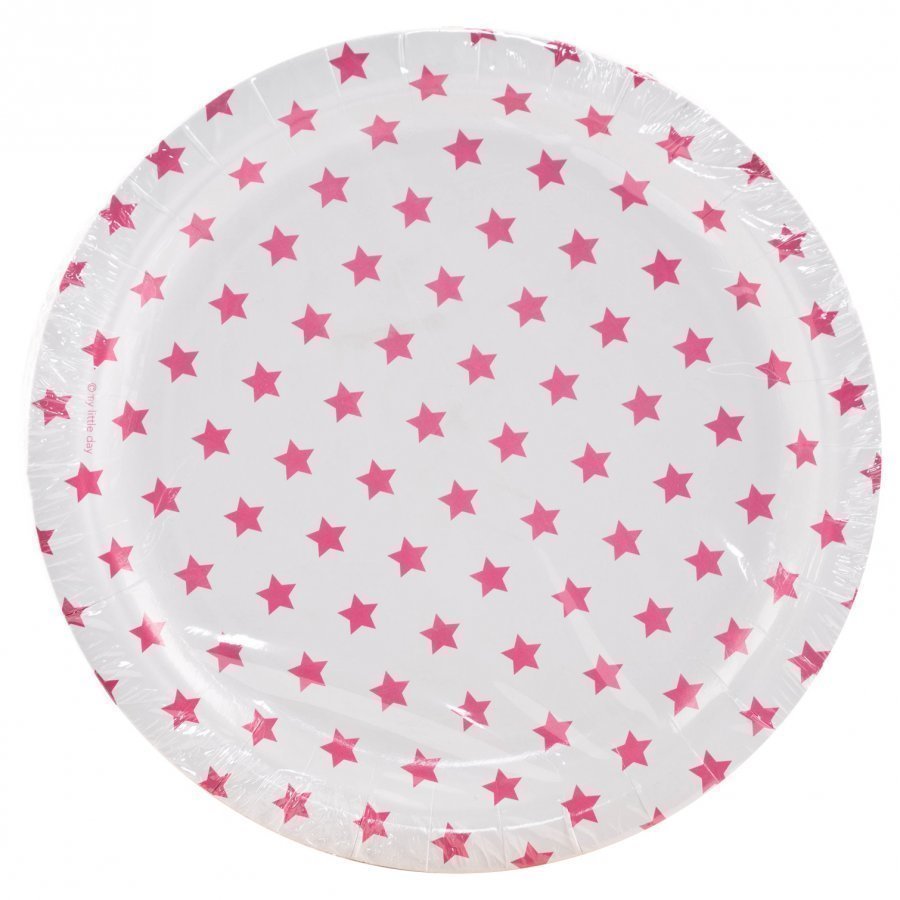 My Little Day 8 Paper Plates Bright Pink Stars Juhlatarvike