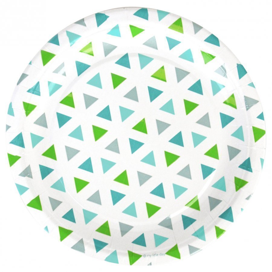 My Little Day 8 Paper Plates Green Triangles Juhlatarvike