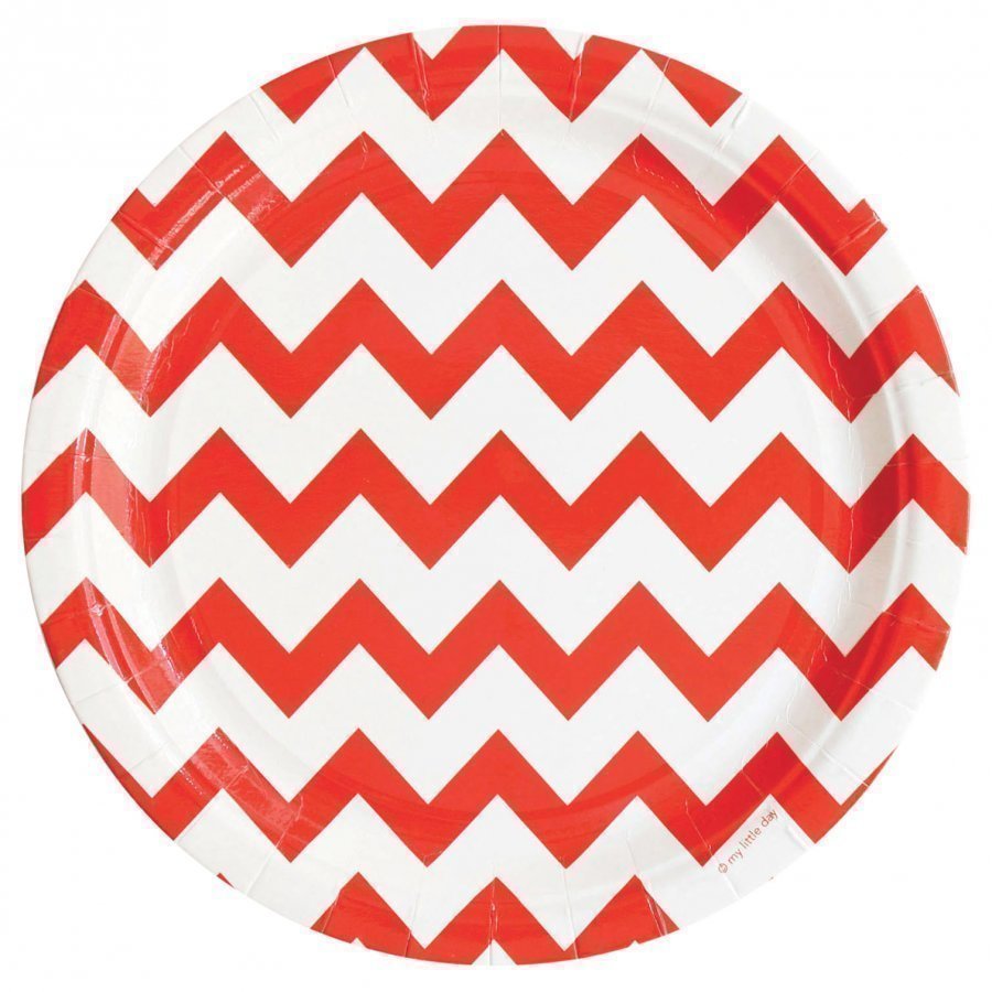 My Little Day 8 Paper Plates Red Chevrons Juhlatarvike