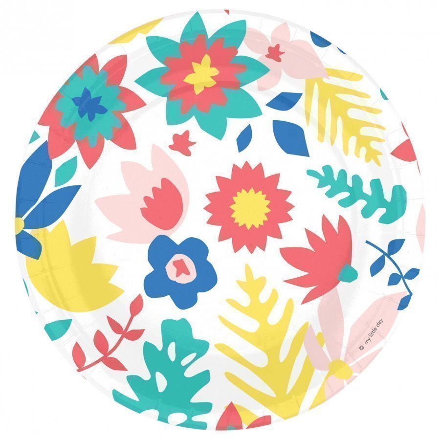 My Little Day 8 Paper Plates Tropical Flowers Juhlatarvike