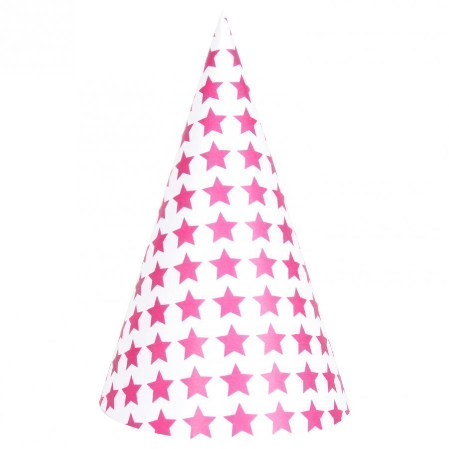 My Little Day 8 Party Hats Bright Pink Stars Juhlatarvike