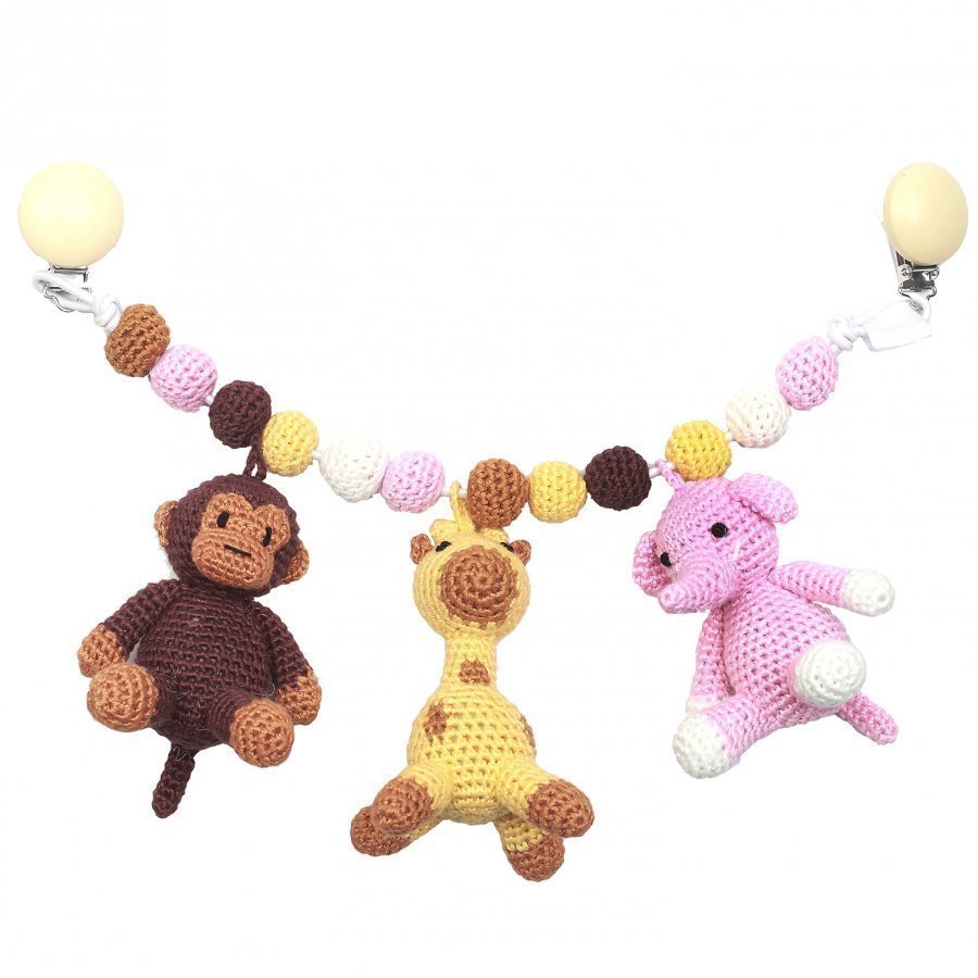 Naturezoo Monkey Giraffe And Elephant Large Trolley Mobile Light Pink Mobile