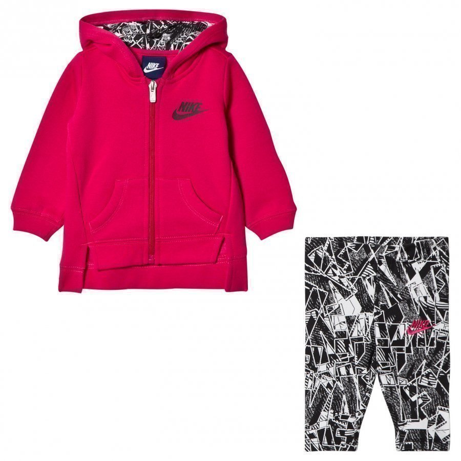 Nike Black/Rush Pink Fleece Hoodie & Legging Set Asusetti