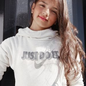 Nike Girls' Just Do It Crop Hoodie Birch / Gold