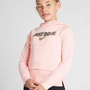 Nike Girls' Just Do It Crop Hoodie Vaaleanpunainen