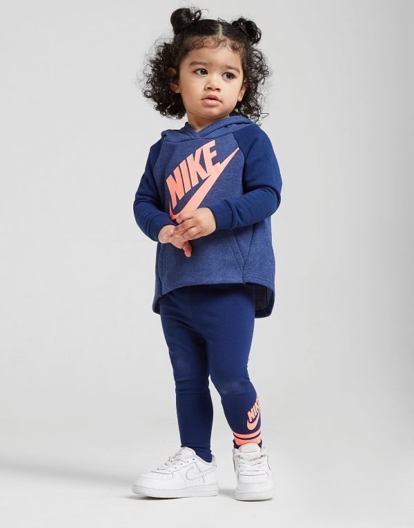 Nike Girls' Long Line Huppari / Legginsit Setti Sininen