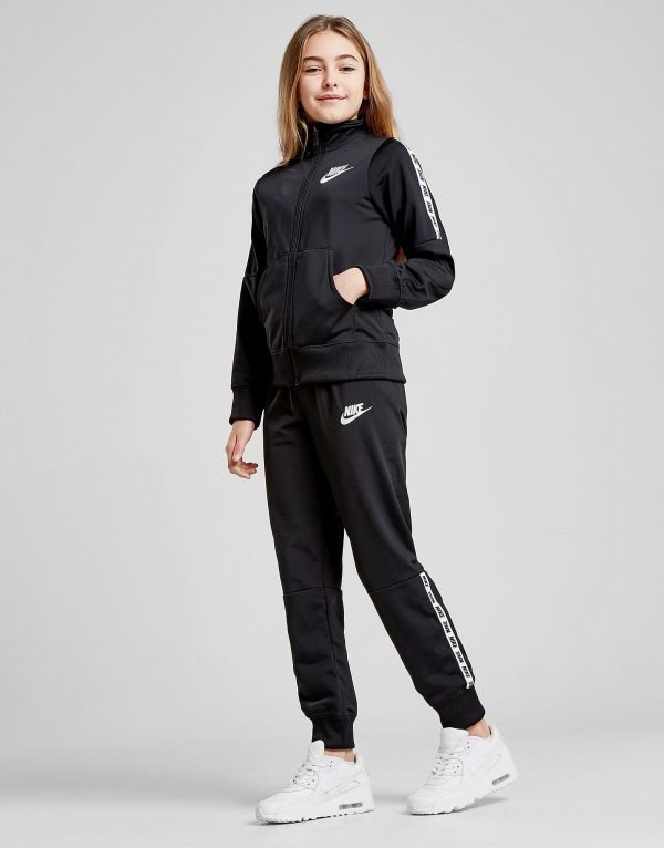 Nike Girls' Poly Tape Tracksuit Musta