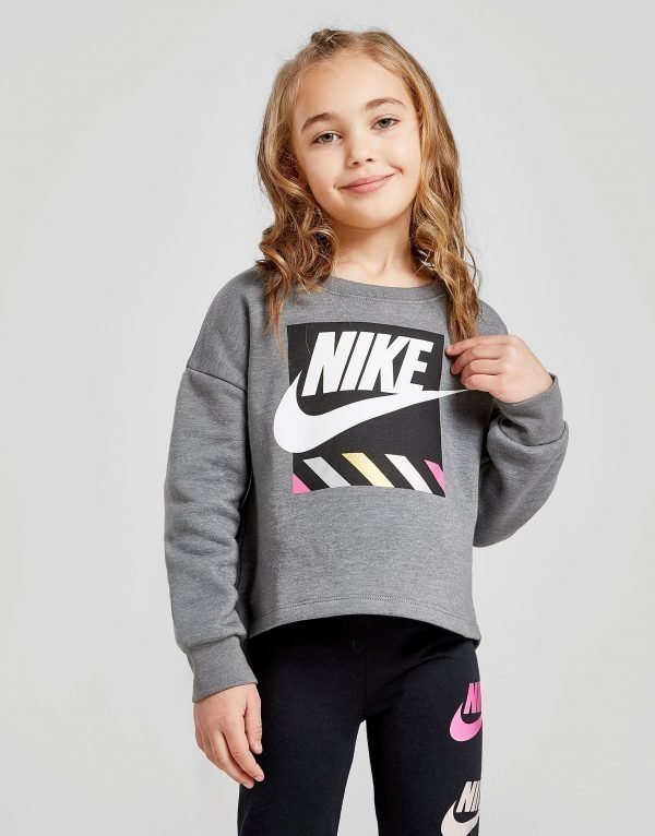 Nike Girls' Shine Crop Crew Sweatshirt Harmaa