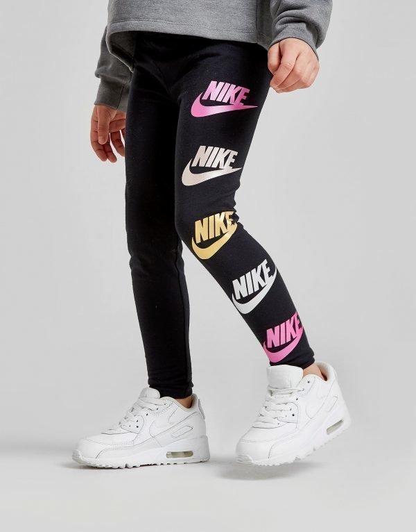 Nike Girls' Shine Multi Logo Leggings Leggingsit Musta