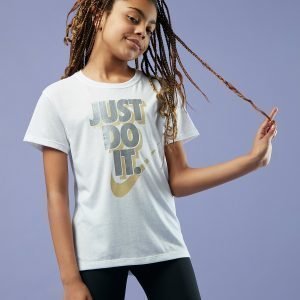 Nike Girls' Stack Just Do It T-Shirt Valkoinen