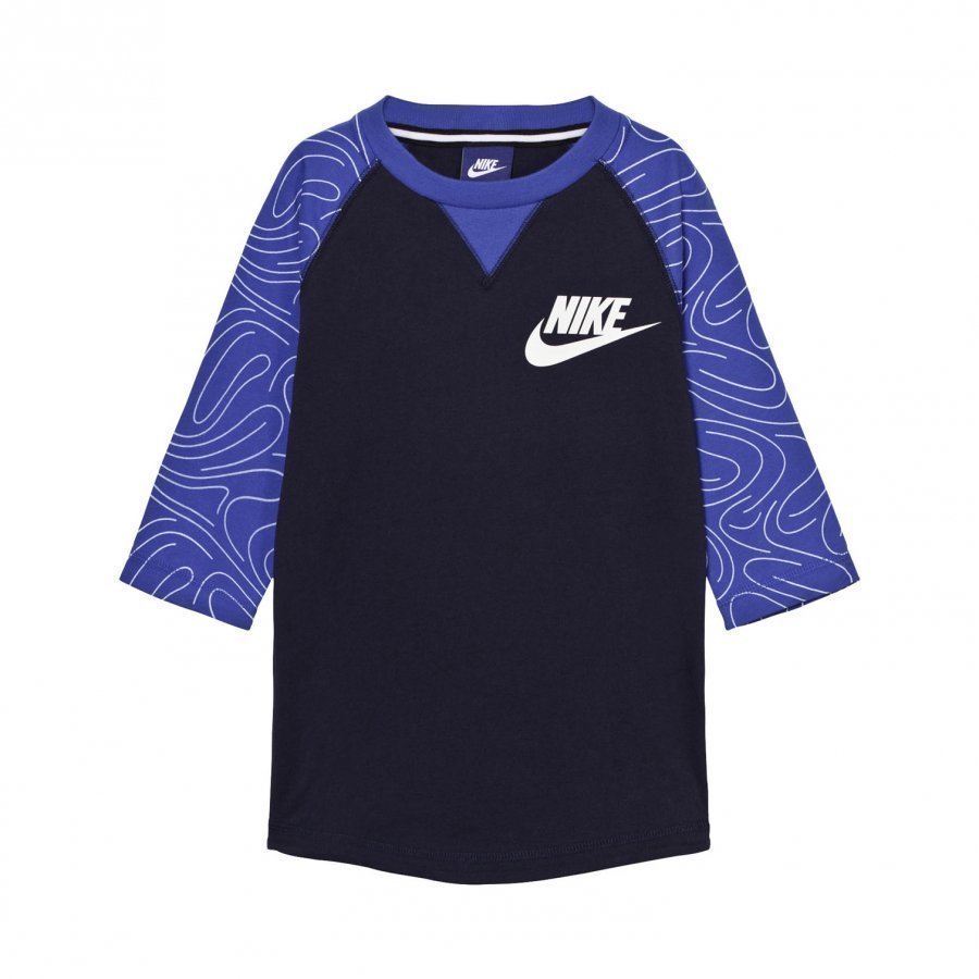 Nike Navy 3 Quarter Sleeve Top T-Paita