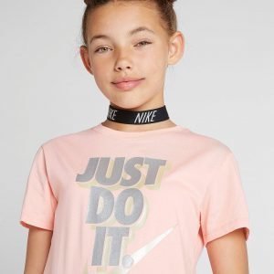 Nike Tyttöjen Stack Just Do It T-Paita Coral / Silver / Gold