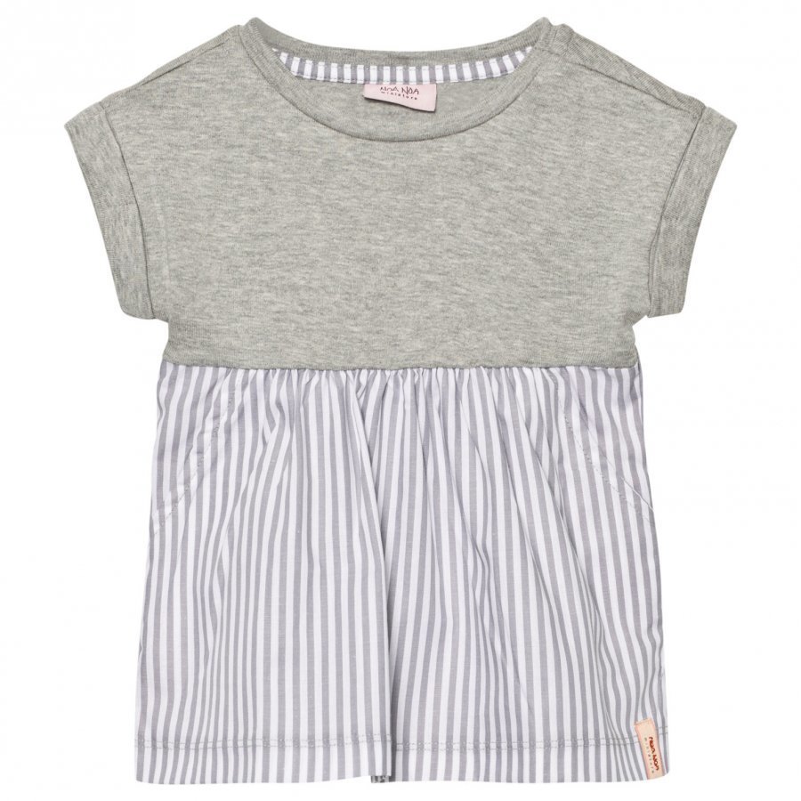 Noa Noa Miniature Baby Dress Striped Brushed Grey Melange Mekko