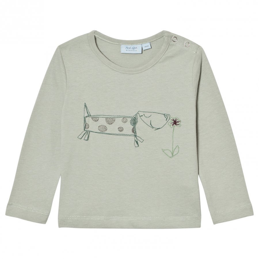 Noa Noa Miniature Embroidered Dog Tee Puritan Grey Pitkähihainen T-Paita