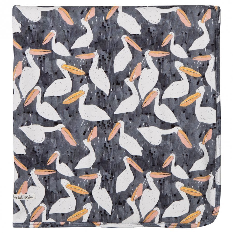 Noe & Zoe Berlin Black Stork Print Blanket Huopa