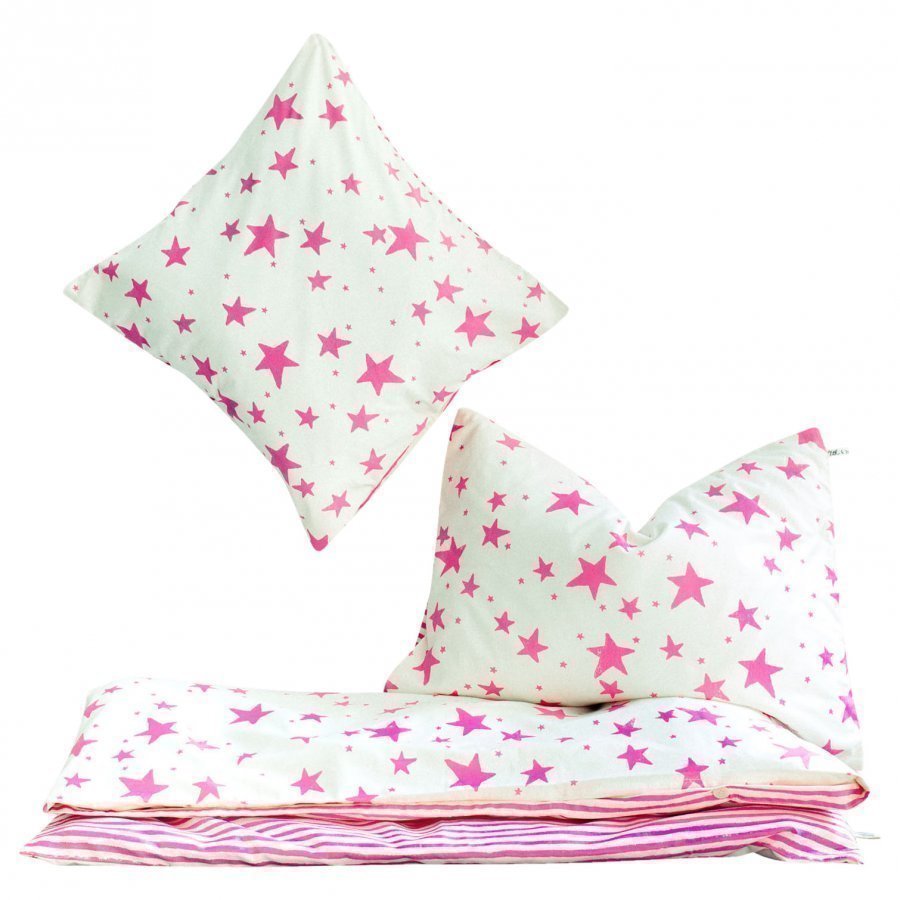 Noe & Zoe Berlin Kids Bedding Neon Pink Stars & Stripes Pussilakanasetti