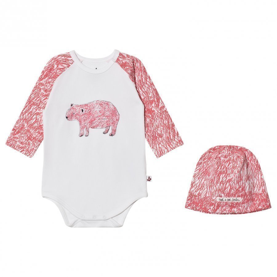 Noe & Zoe Berlin Pink Bear Hat And Baby Body Gift Set Lahjasetti